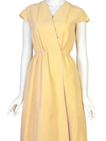 Saks Fifth Avenue Dresses & Skirts - Halston RARE Saks Fifth Ave Vintage 1970 vintage yellow ultra suede wrap p2p 18